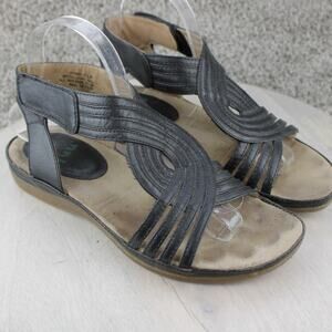 Black Gladiator Sandals Womens 8.5 Strappy Comfort Flat Summer Shoes